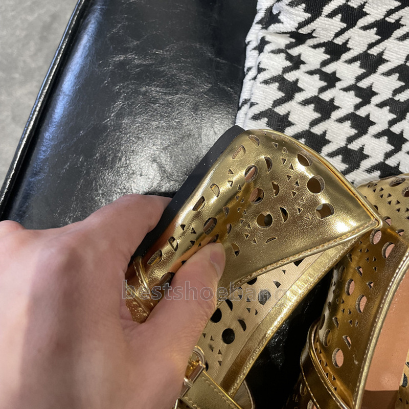 designer heels women ballet flats luxury dress shoes loafers womens Spring summer shallow mouth one-line buckle strap hollow round toe ballerina heels