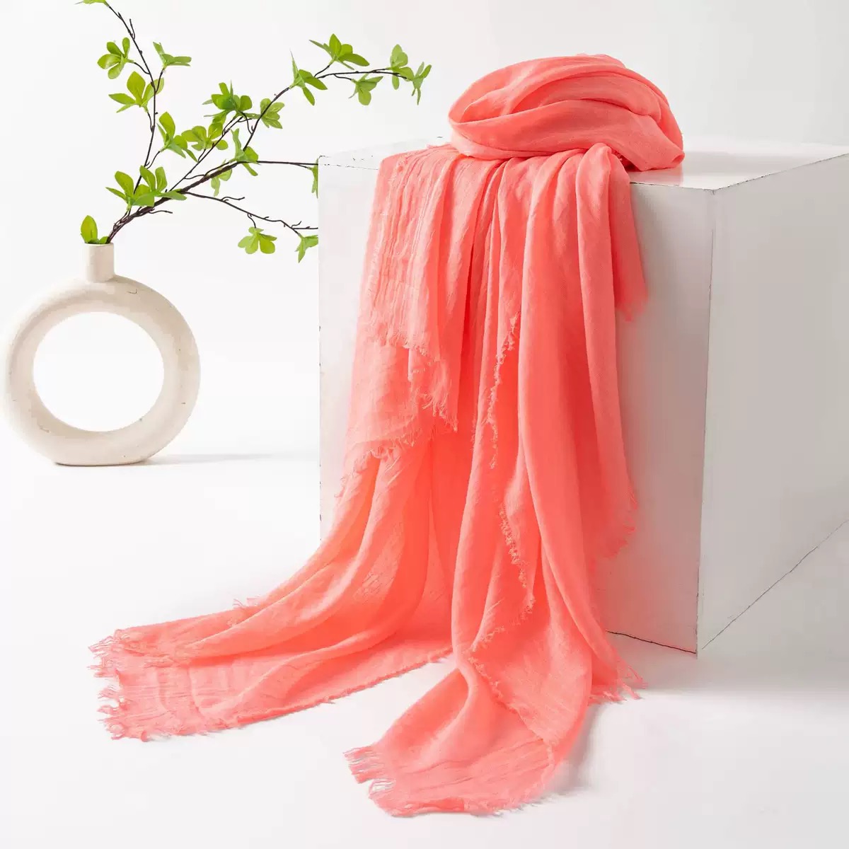 K640 Spring and summer thin scarf imitation cotton and linen pure color simple sunscreen shawl female high-grade silk scarf gauze scarf headscarf