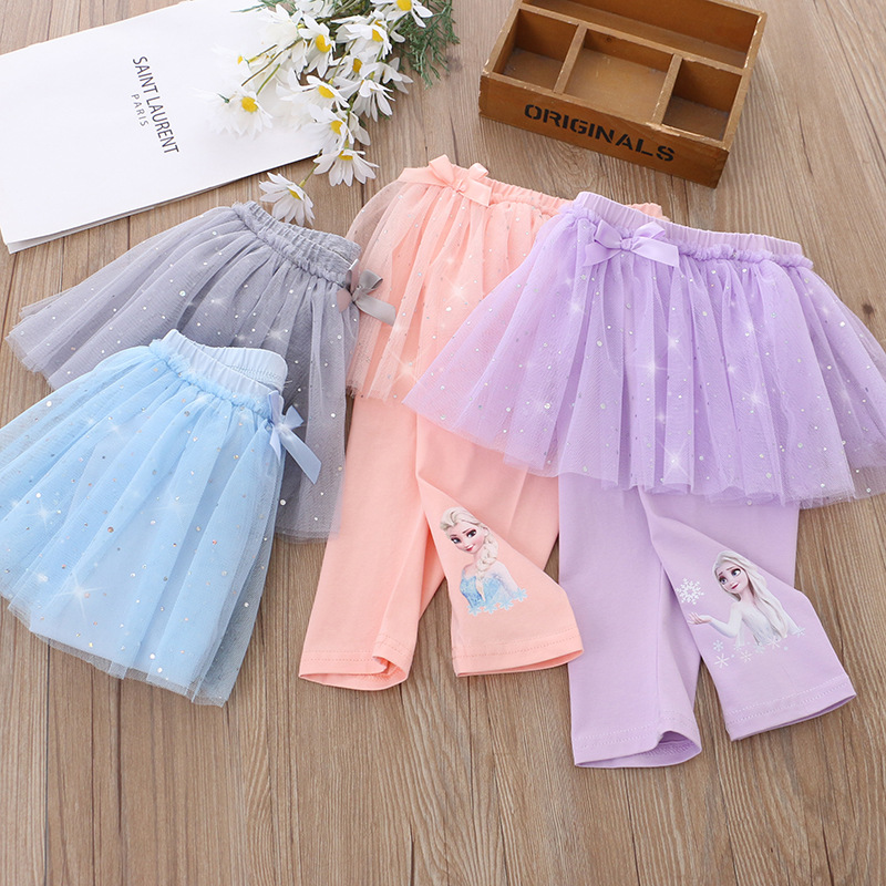 DISNEY Frozen Elsa princess girls designer baby girl designer clothes clothes Children summer wear girls' shorts skirt and pants.