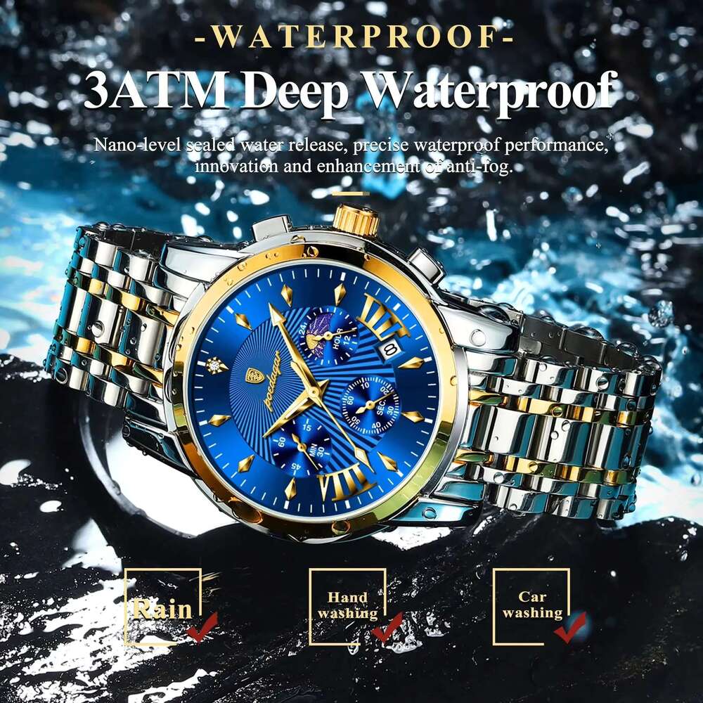 DHGadgets for Men Waterproof Luminous Calendar Chronograph Man Watch Sport Quartz Stainless Steel Men's Watches