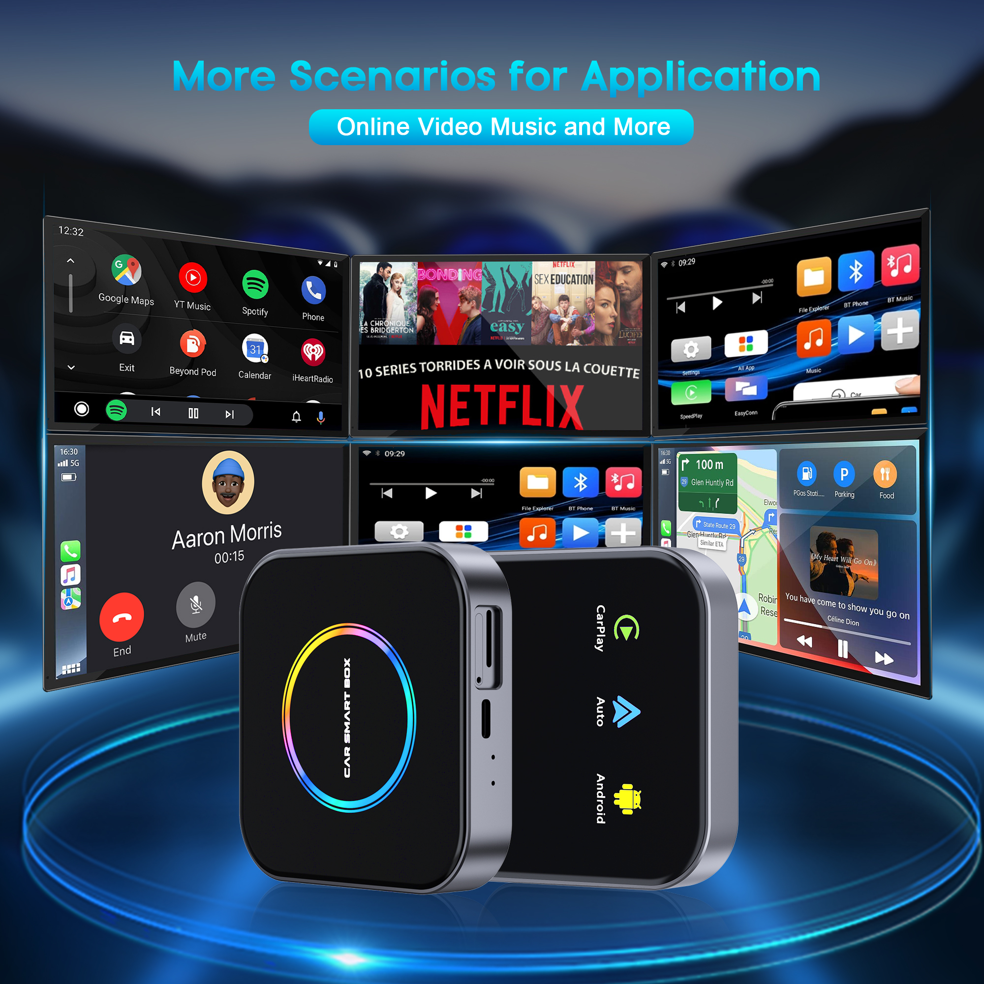 BY-961E Wireless CarPlay/Android Auto AI Box 4G LTE & Snapdragon 2290 Triple Satellite GPS Open Android 13 - Car AI box factory OEM