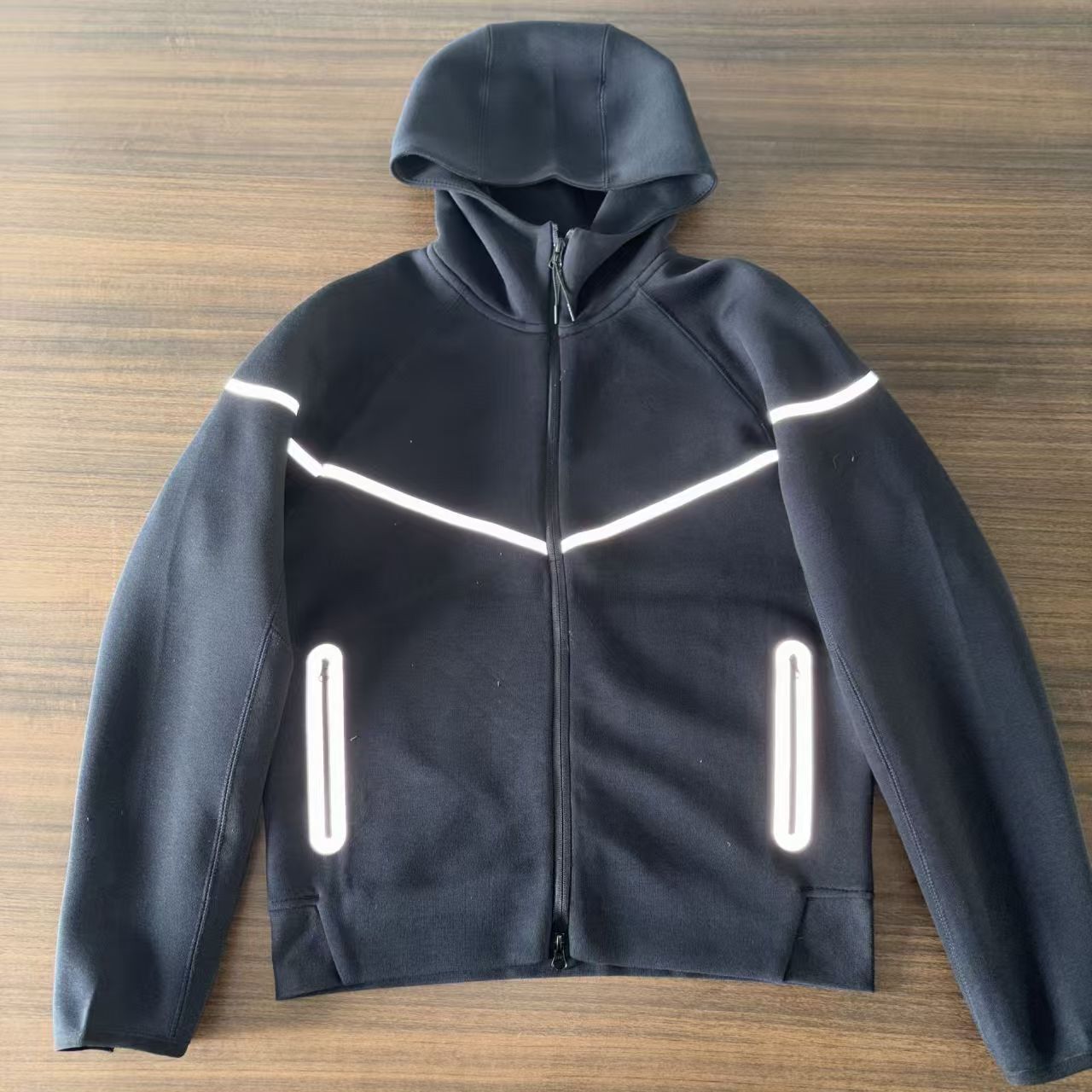 25 Year Spring Autumn New Zipper Sweater, Sports and Leisure Hooded Jacket, Pants, Air Layer Cotton Reflective Adhesive Set for Men