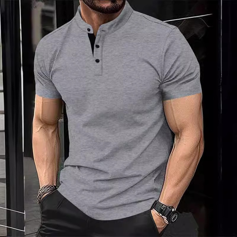 Summer New Quick Sell American Micro Elastic Short Sleeve Men's Sports and Leisure Polo Shirt