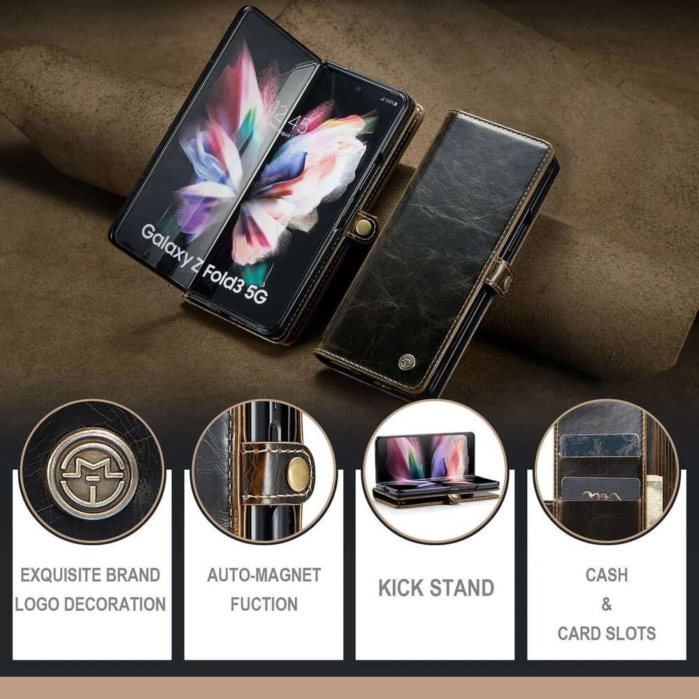 Leather Wallet Case for Samsung Galaxy Z 6 5 fold6 Fold5 Fold4 Fold3 Fold 4 3 Zfold5 Card Slot Phone Funda Capa