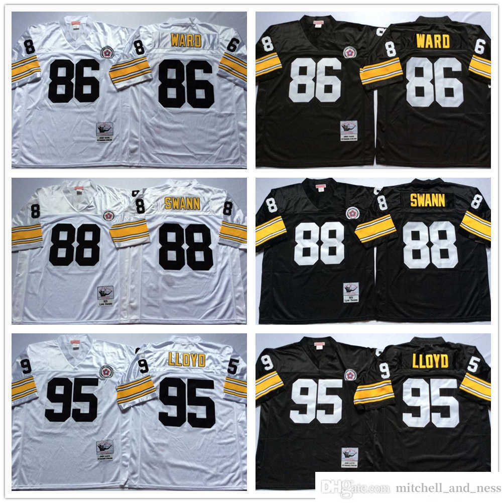 Throwback Vintage Football 86 Hines Ward Jerseys Stitched 88 Lynn Swann 95 Greg Lloyd Jersey Man S-XXXL Black White