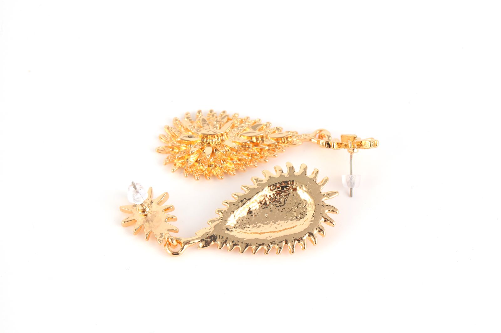 Teardrop Design Gold Tone Flower Dangle Drop Earrings Small niche design earrings without collision