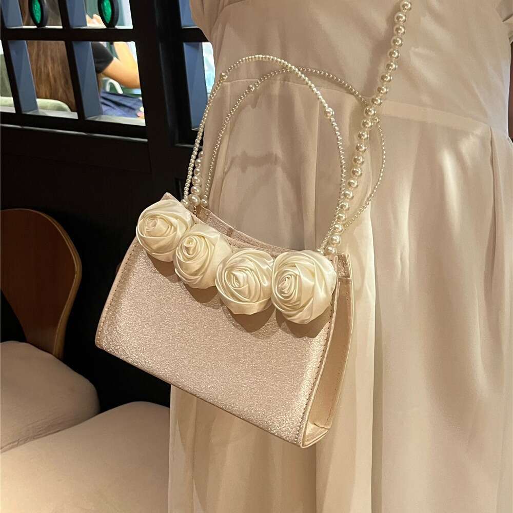 Dinner Bag New Niche Pearl Carrying Rose Palace Style Qipao Bag Fairy Banquet Handbag Summer Girl KQ