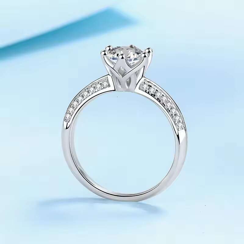 Luxury D VVS Clarity Moissanite Diamond Stone Wedding Ring S925 Silver Fine Moissanite Ring