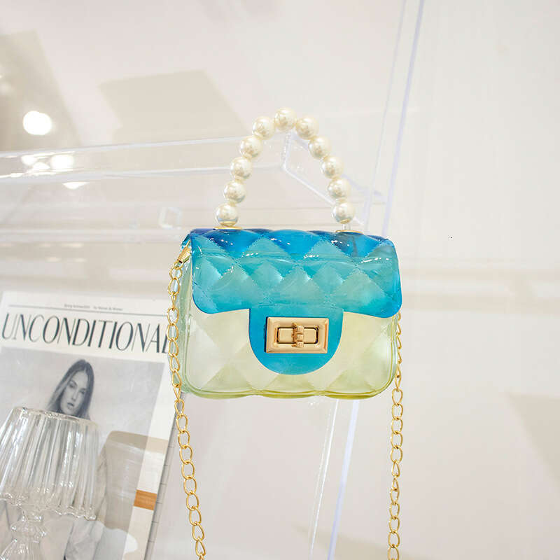Dinner Bag Cross Body Candy Colored Hand Held Transparent Jelly Women S DIY Beaded Bag Pearl Bag KQ