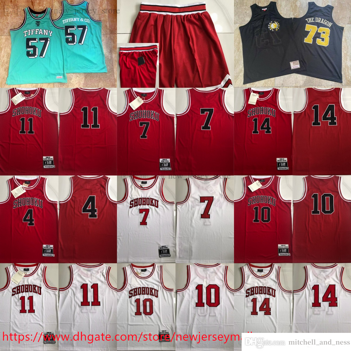 Authentic Stitched 73 The Dragon Throwback Basketball 57 Tiffany&Co Jersey 1996-97 Movie Hanamachi Sakuragi Kaede Rukawa Hisashi Mitsui Ryota Akagi Jerseys
