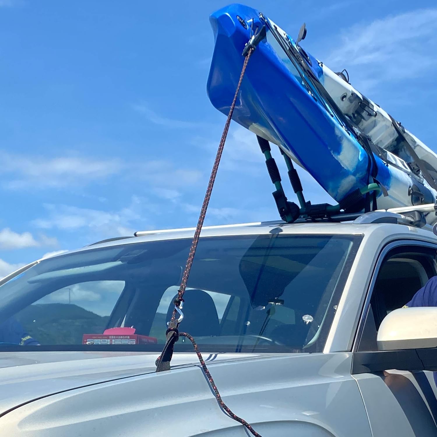 Quick Hood Loops, T-Shaped Hood Anchor Straps with Solid Aluminum Core for Car Trunk Secure Kayak Bow/Stern Tie-Downs-1 Pair Black