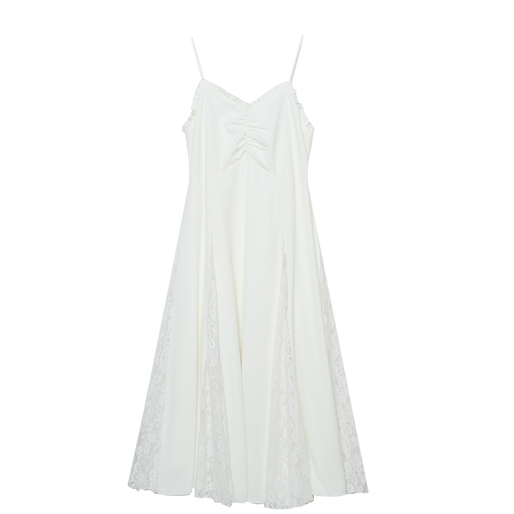 XX160 Summer plus size spring and summer elegant gentle splicing long suspender dress fleshy girl temperament lace dress