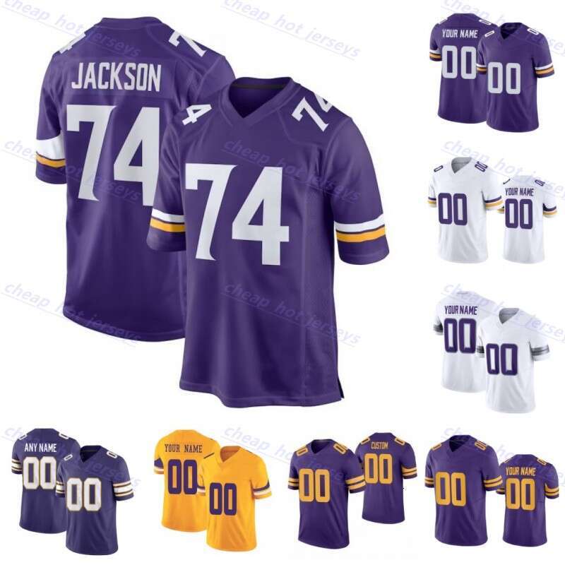 74 Jackson New Football Jersey Justin Jefferson JJ McCarthy Harrison Smith Andrew Van Ginkel Addison TJ Hockenson Randy Moss Jared Allen Cris Carter Byron Murphy