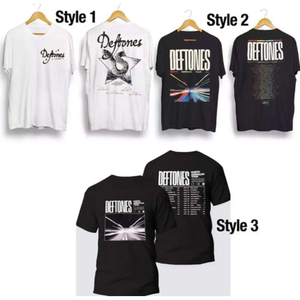 Racing Clothing Deftones 2025 Tour Merch North American Date T-shirt 2-sided Printed Pattern Short-sleeved Loose and Comfortable Mens