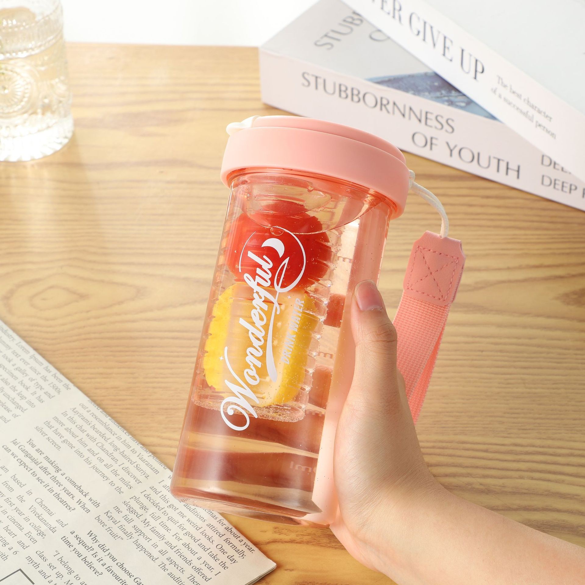 Flower Tea Tumbler | Floral Infusion Cup with Flip Top Lid - BPA-Free Plastic Hot/Cold Beverage Container for Loose Leaf Tea, Portable Office & Travel