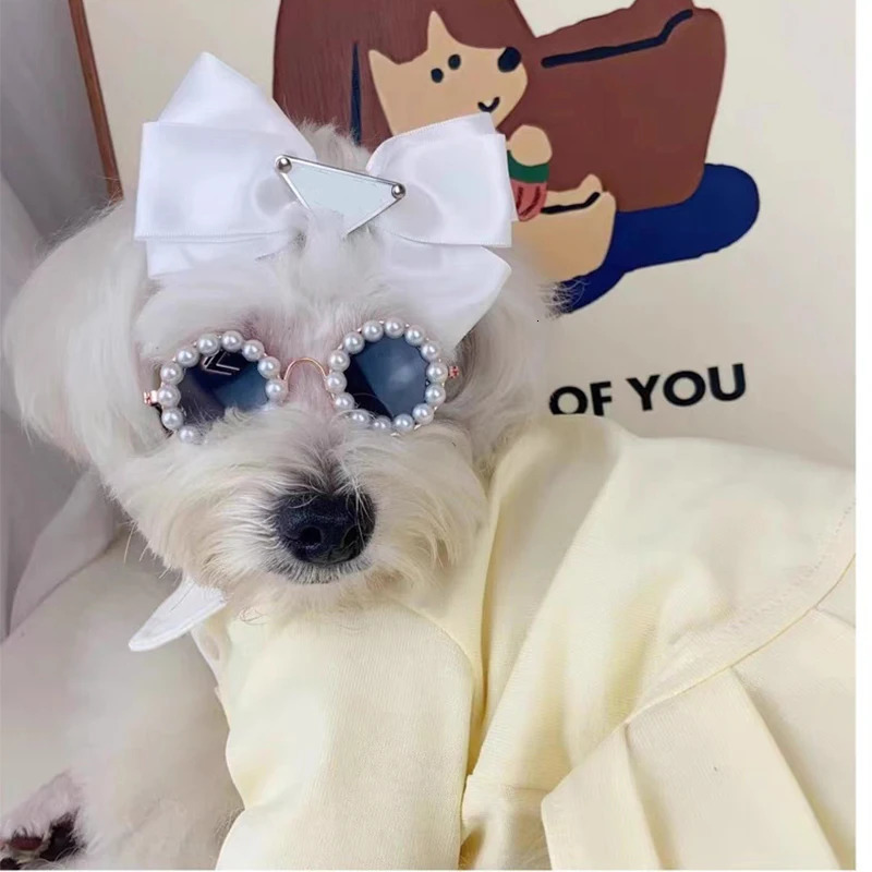 2026 New Pets Dogs Head Pearl Sunglasses Glasses Mini Dog Cat Po Props Accessories Free Shipping