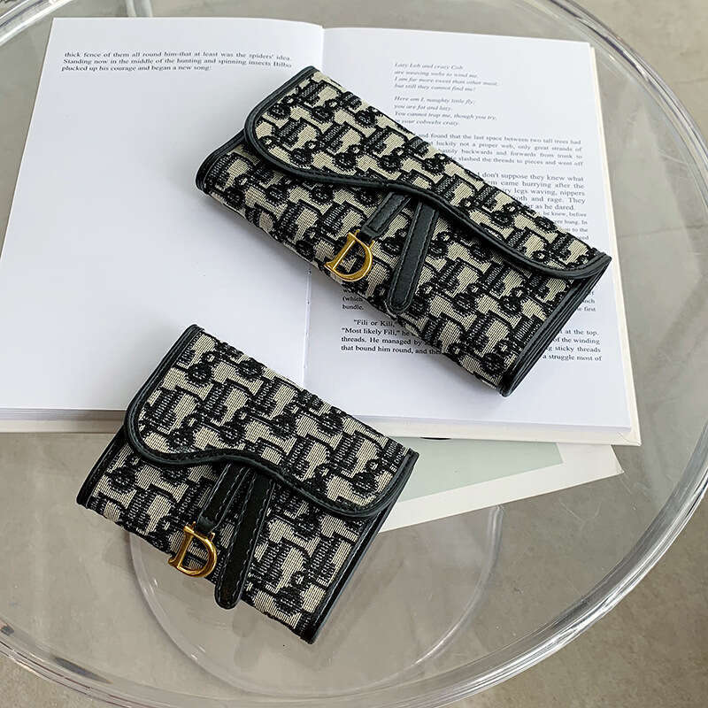 Canvas for women, short large capacity, multiple card slots, versatile folding, long style, women's three fold wallet
