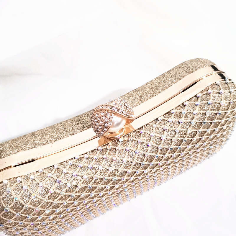 Dinner Bag Water Bag With Inlay And Pearl Pillow Shaped Single Shoulder Diagonal Cross Mesh Diamond Bag Shiny Dress Banquet Handbag KQ