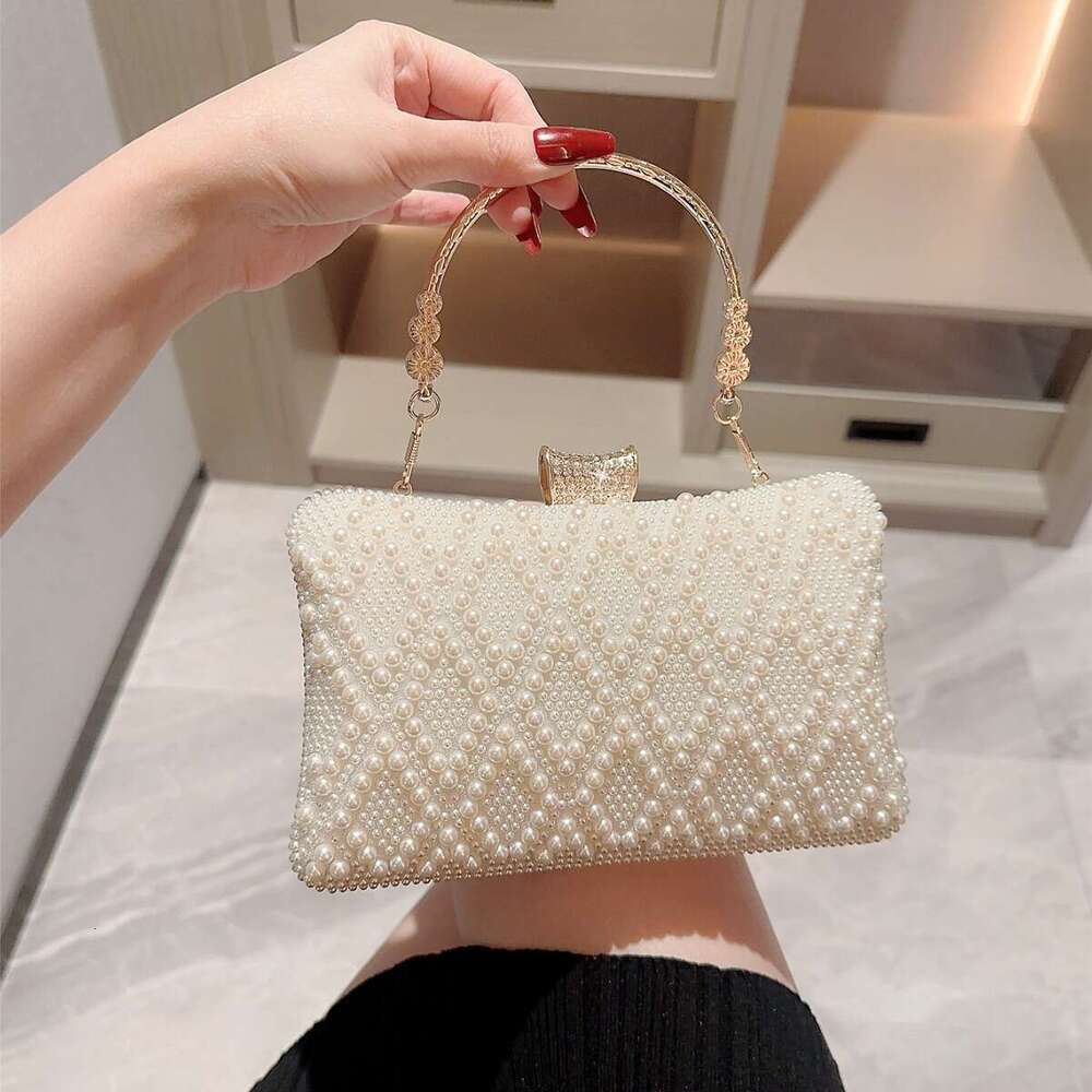 Dinner Bag New Pearl Square Box Dinner Beaded Handheld Banquet Evening Dress Bridesmaid Wedding Bag KQ