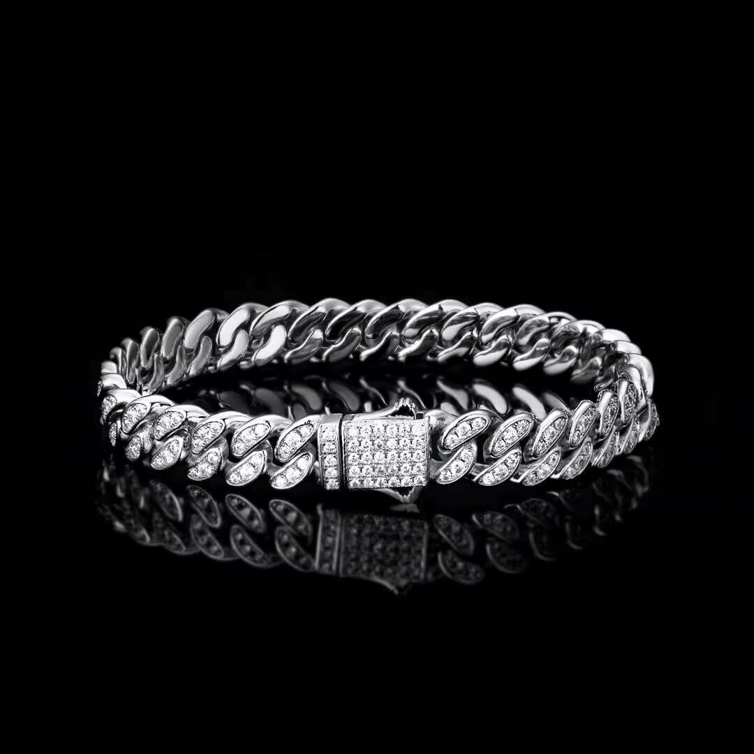 Good Quality and Price of Sterling Sier Gold Plated Moissanite Dia Cuban Chain Bracelets