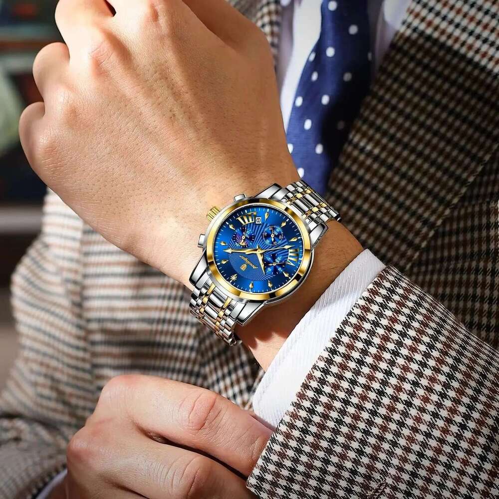 DHGadgets for Men Waterproof Luminous Calendar Chronograph Man Watch Sport Quartz Stainless Steel Men's Watches