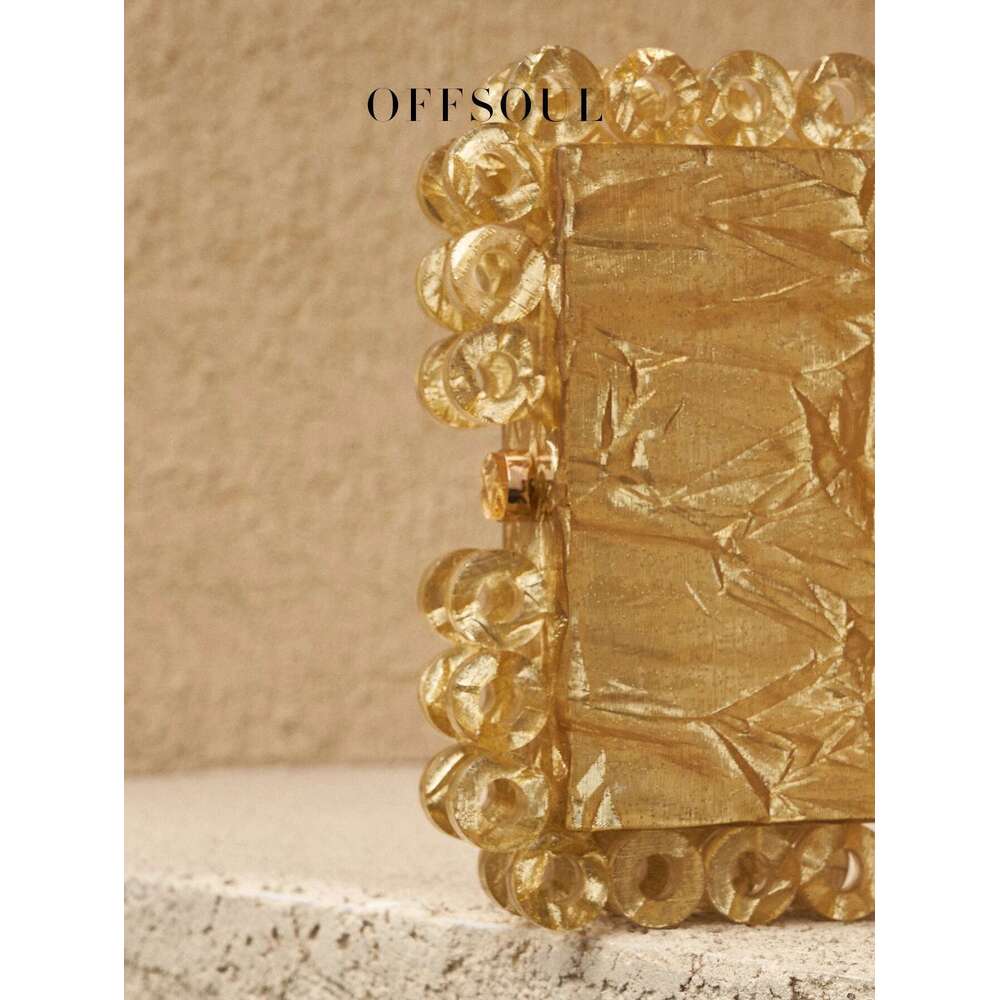 Retro Acrylic Circle Hard Shell Box Small Square Easiest For Match New Marbled Dinner Party Banquet Height Gold Ladies European And American Style Clu
