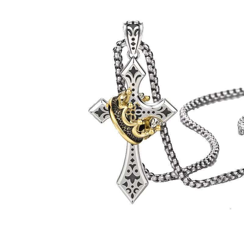 DHCollections Retro Cross Necklace for Men Personalized Thai Sier Niche Pendant Box Chain Trendy Gift Idea