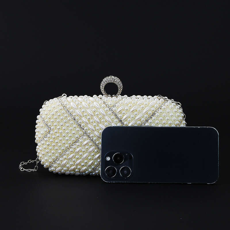 Dinner Bag New Geometric Water Diamond Pearl Bead Chain Wedding Party Handheld Women S Clutch Banquet Bag KQ