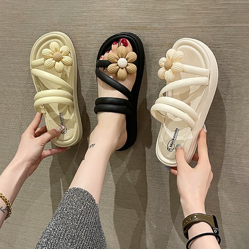 Free Shipping Designer Slides Sandals Summer Beach Slippers Soft Casual Daily Cute flower decoration Women Sandal EVA Sliders White Comfortable Anti-S