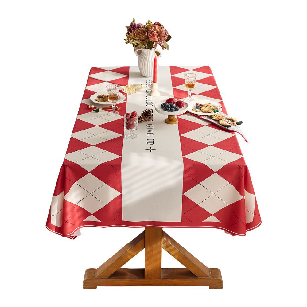 XX0391 New Year tablecloth red festive Christmas tablecloth atmosphere tablecloth tablecloth plaid cloth Christmas style decorative cloth