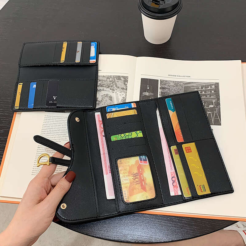 Canvas for women, short large capacity, multiple card slots, versatile folding, long style, women's three fold wallet