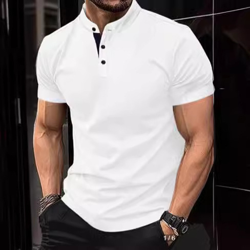 Summer New Quick Sell American Micro Elastic Short Sleeve Men's Sports and Leisure Polo Shirt