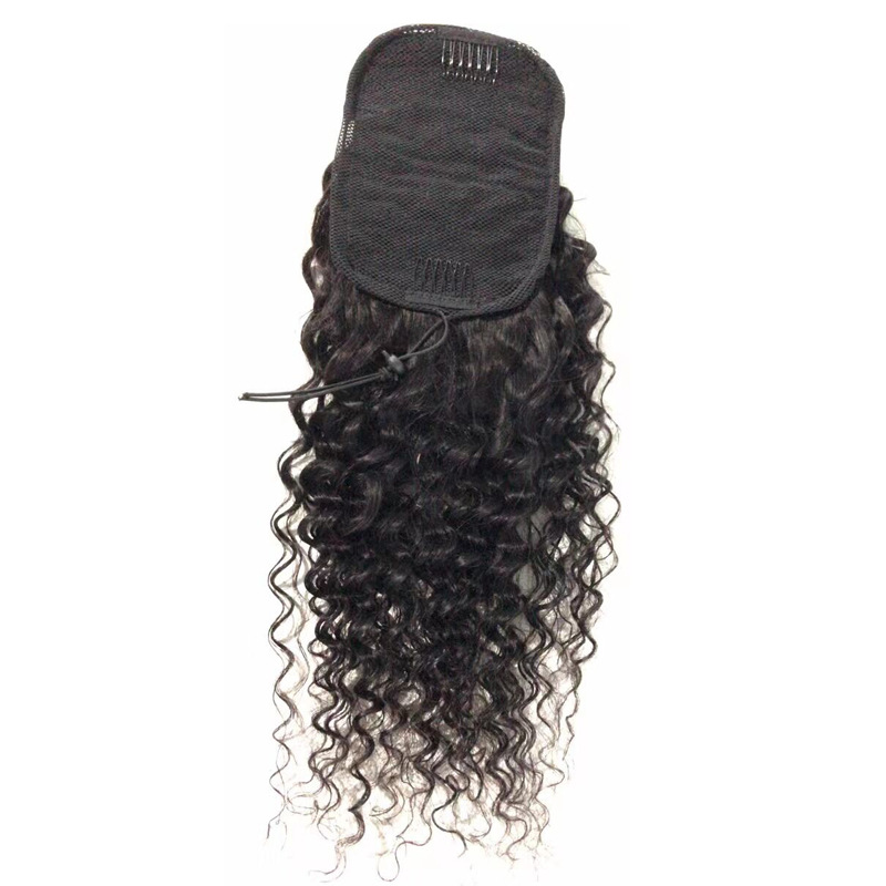 Black Drawstring Ponytail Extension Real Human Hair Kinky Curly Body Wave Clip In Hair Extensions for Black Women 8-24 Inch Available