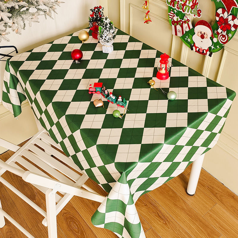 XX0391 New Year tablecloth red festive Christmas tablecloth atmosphere tablecloth tablecloth plaid cloth Christmas style decorative cloth