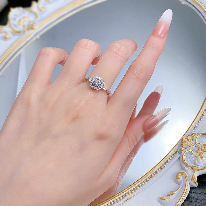 Sell Gorgeous Sparkling Wedding Rings Luxury Jewelry Genuine 100% 925 Sterling Silver Round White Lab Moissanite Diamond Designer Party Eternity Women