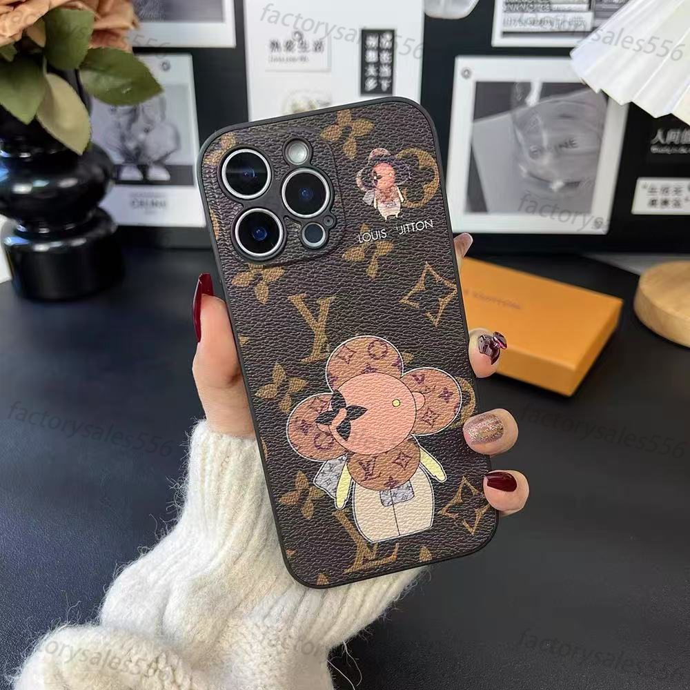 Designer Phone Case For iphone 16 pro max case 15 14 13 12 11 Pro Max 17 leather branded trendy old flower Apple 15 Promax cartoon all inclusive anti drop protection cover