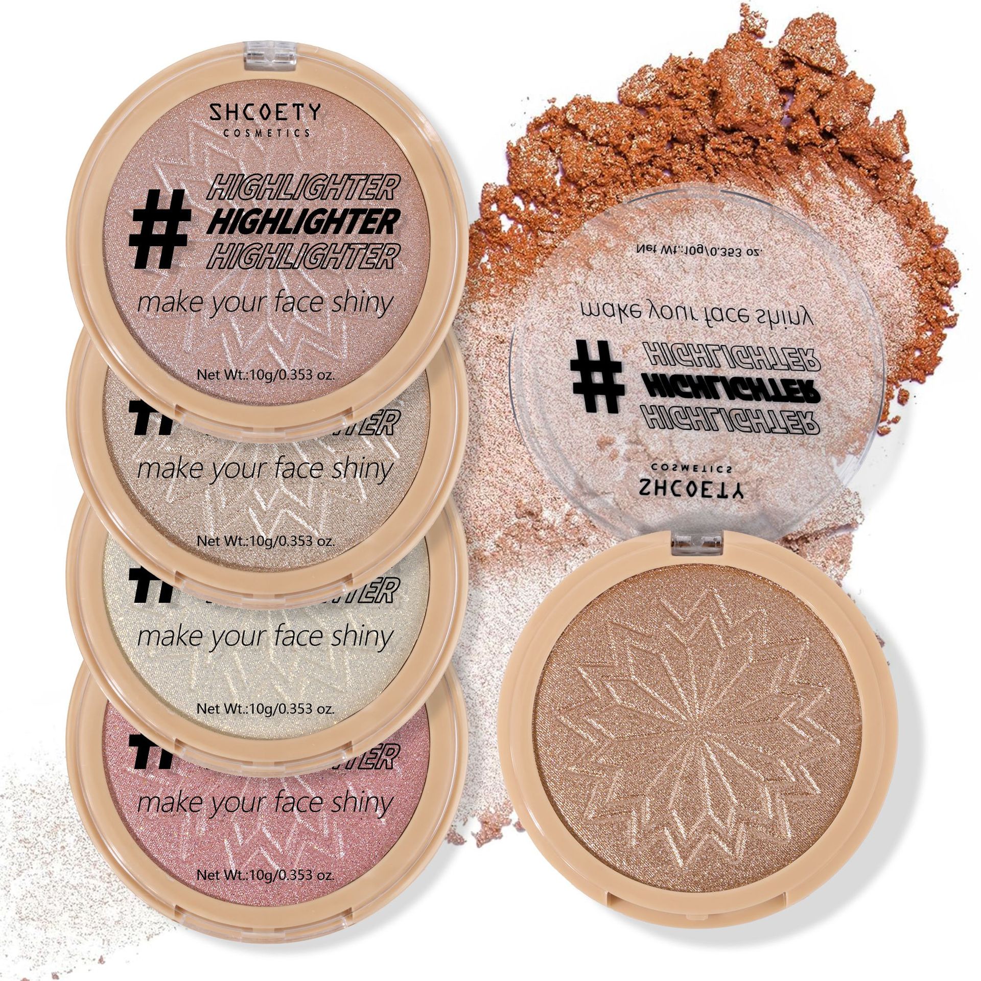 5-color high gloss powder face brightening repair plate makeup lasting waterproof high gloss powder cream makeup