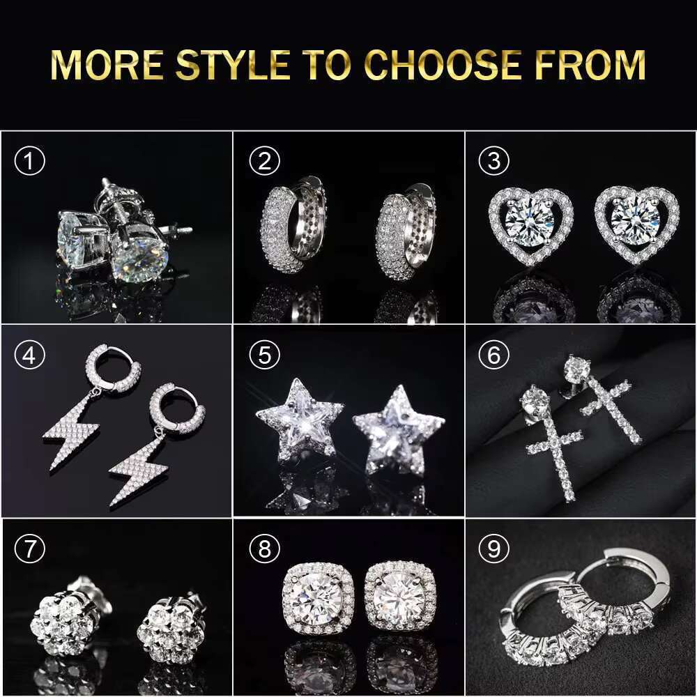 Men's round with screw back for daily wear, sier V vs silica earrings