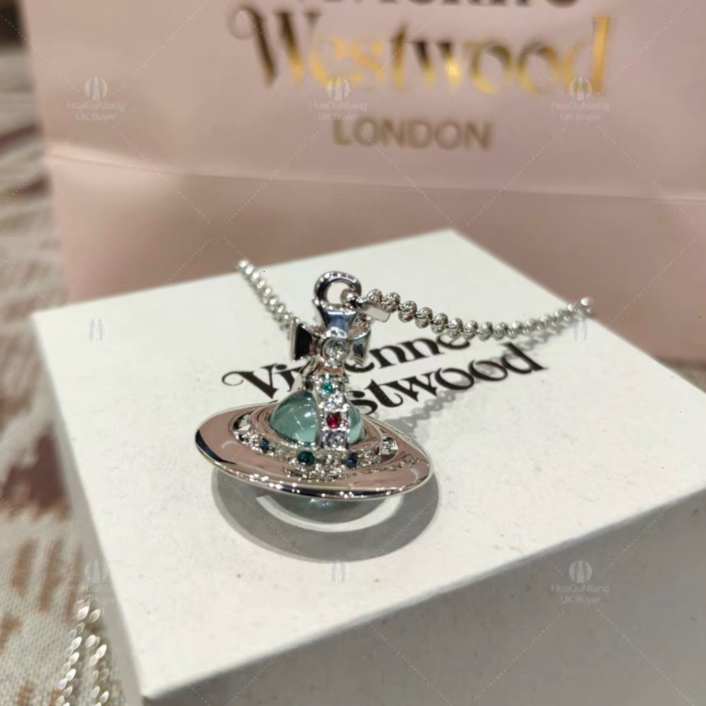 Designer Jewelry High Edition Western Empress Orb Medium Collection Stereoscopic Planet 10mm Multi Color Sweater Chain Luxury Necklace