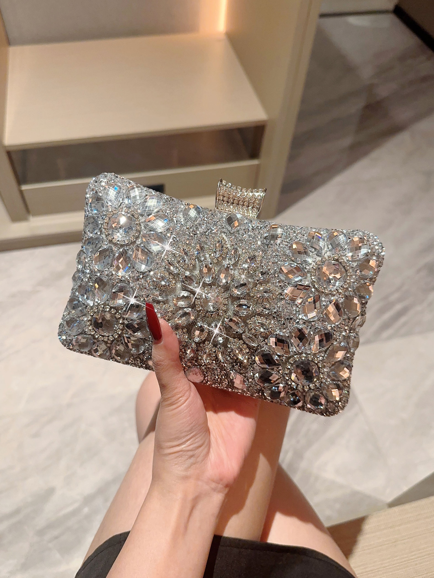 Free Shipping Sparkling Women's Designer Bag Small Square Bag Diamond Box Shaped Banquet Chain Bag Wallet Card Bag Makeup Bag Crossbody Bag Multi