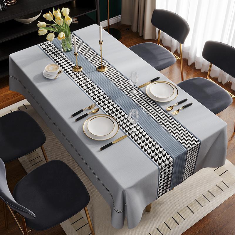 A882 tablecloth waterproof and oil-proof household high-grade coffee table solid color tablecloth lace rectangular tablecloth dirt-resistant and wear-
