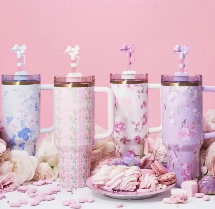 US warehouse 14oz 40oz Rosa Beaux Water Bottles Pink Rose Blue Magnolia Mug Holiday Stainless Steel Tumblers Cups Mugs Target GG0507