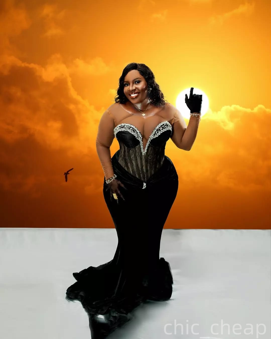 Mermaid Black Plus Size Prom Dresses 2025 Velvet Crystals Pearls Sheer Neck Evening Formal Party Second Birthday Engagement Gowns Dress For Special Oc