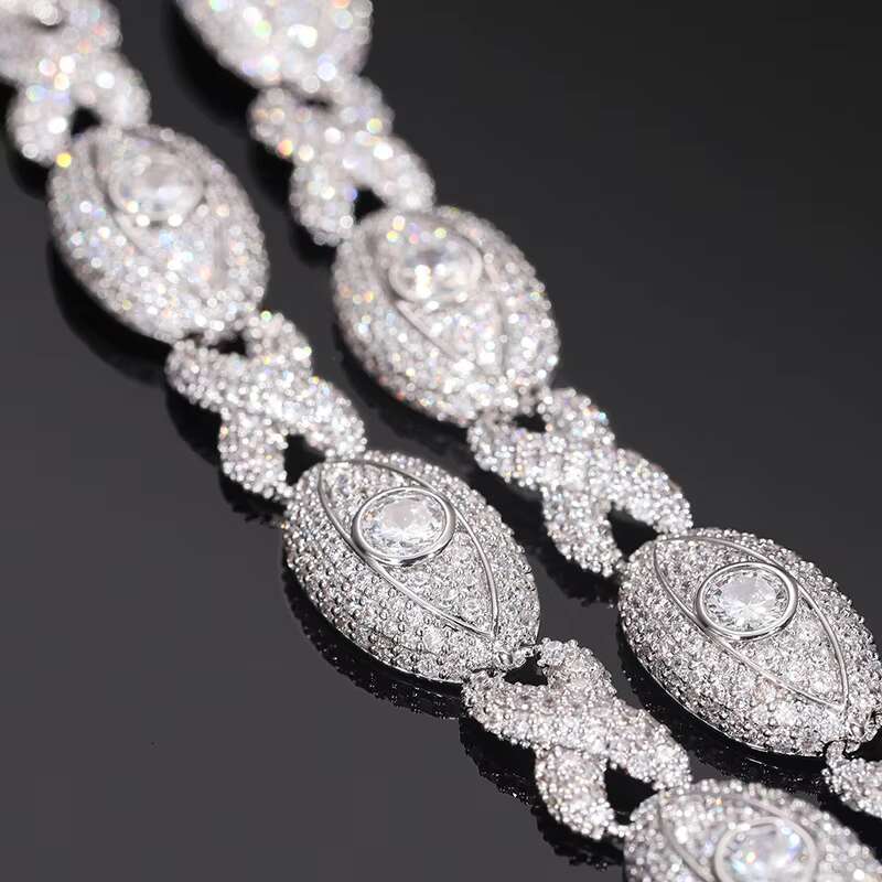 11mm Infinity Evil Eyes Cuban Link Chain 18K Gold Plated Brass Hip Hop Necklace Moissanite Diamonds Trendy Wholesale Streetwear Jewelry