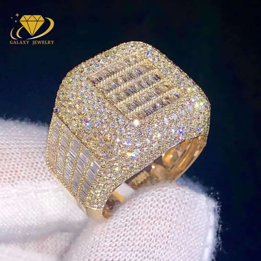 Luxury Mens Iced Out Baguette Diamond Engagement Ring 925 Silver Vvs Moissanite Championship Ring Custom Hip Hop Ring