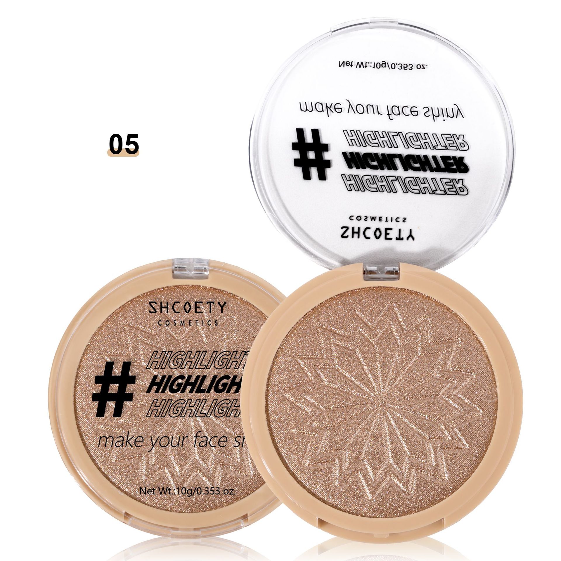 5-color high gloss powder face brightening repair plate makeup lasting waterproof high gloss powder cream makeup