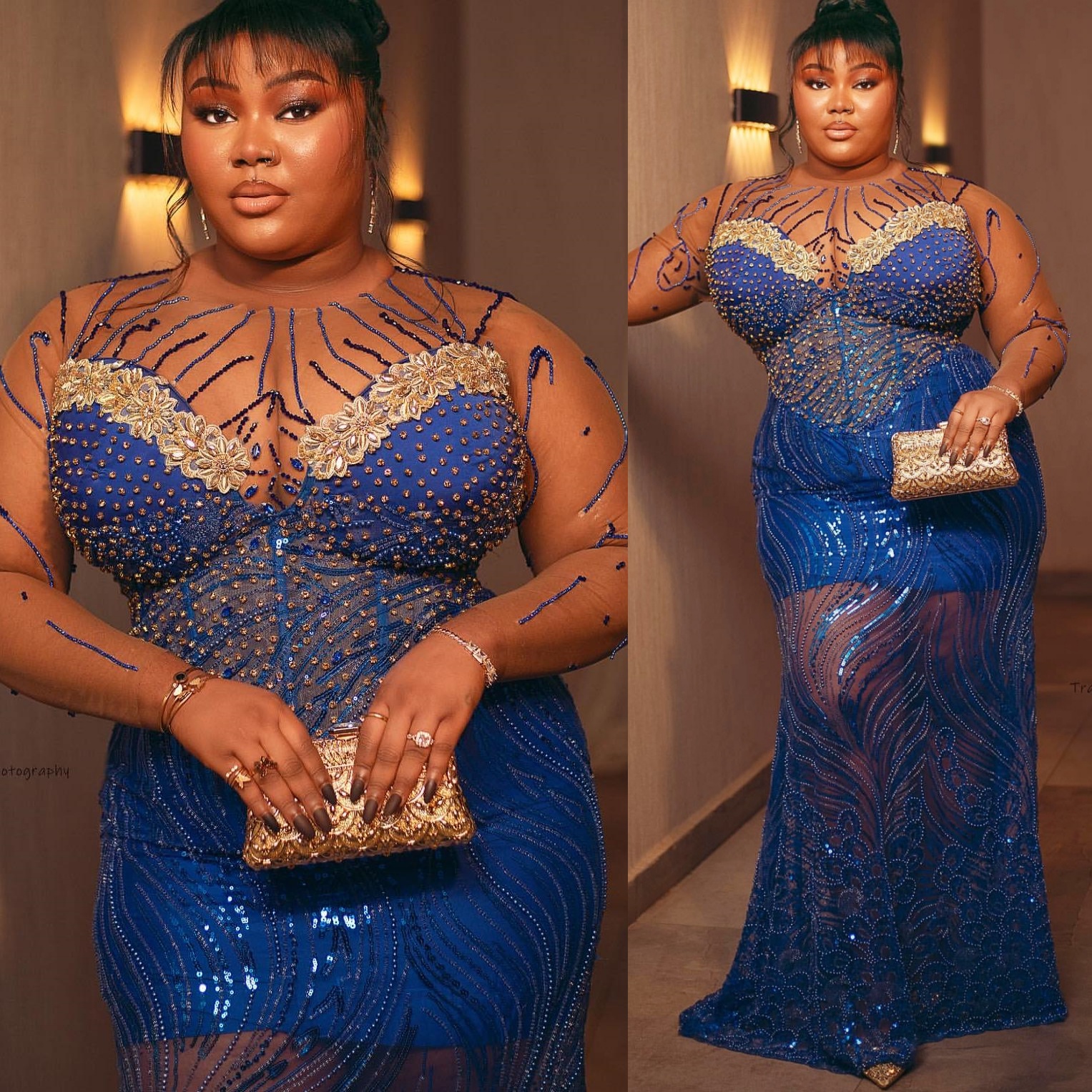 Mermaid Royal Blue Plus Size Prom Dresses 2025 Sequined Crystals Sparkly Evening Formal Party Second Birthday Engagement Gowns Dress For Special Occas