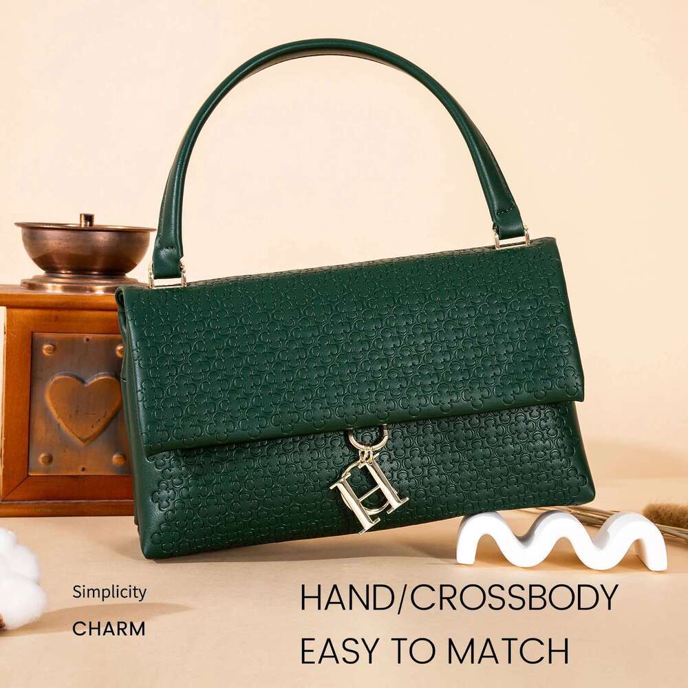 CH Unique Printed Retro Style Handbag Solid Color Simple Fashion Classic Women's Shoulder Bag Elegant and Versatile