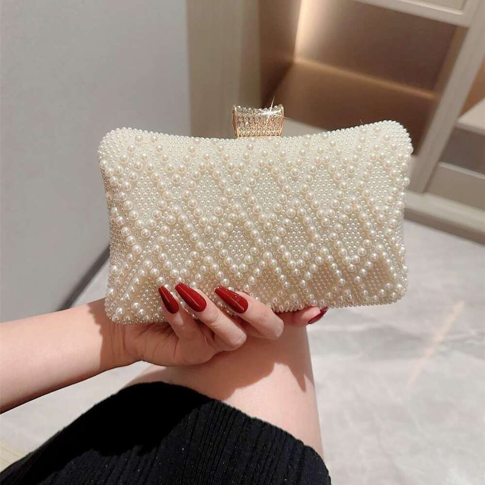 Dinner Bag New Pearl Square Box Dinner Beaded Handheld Banquet Evening Dress Bridesmaid Wedding Bag KQ