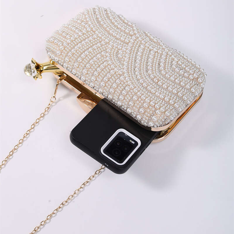 Dinner Bag Pearl Handmade Bead Embroidery Set With Diamonds Banquet Dress Women S Elegance Handheld Bag KQ